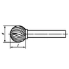 Борфреза сферическая с двойной насечкой, тип D 14х6х12х58 - 8