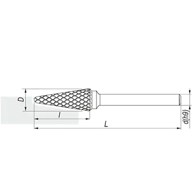 Борфреза сфероконическая с двойной насечкой, тип L 16х6х33х78