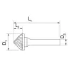 Борфреза коническая 90 гр, с двойной насечкой, тип K 3х3х1,5х38